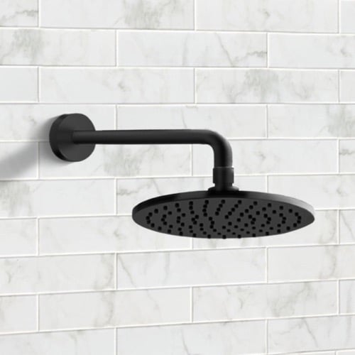 8 Inch Wall Mounted Rain Shower Head With Arm, Matte Black Remer 359MM20-343-30-NO